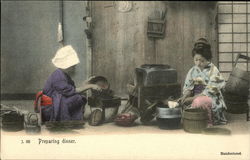 Preparing Dinner Japan Asian Postcard Postcard