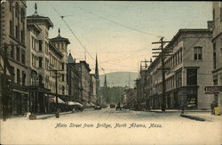 Main Street from Bridge North Adams, MA Postcard Postcard