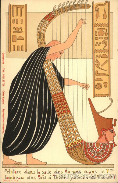 Painting of the hall of the harps of the 5th tomb the king of Thebes Egypt