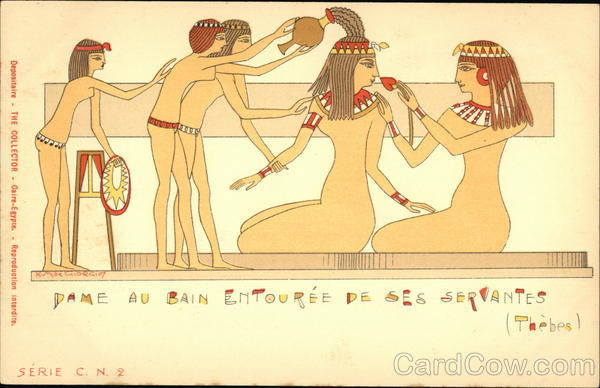 Lady In Bath Surrounded By Her Servants Thebes Egypt