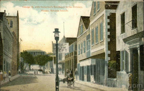 George St. with Governor's Residence in Background Nassau Bahama Islands