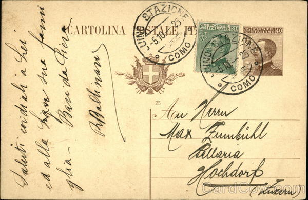 1924 Italian Postal Card Italy Postal Cards
