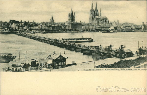 Cathedral and Pontoon Bridge Cologne Germany