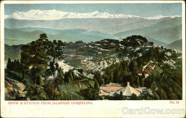 Snow & station from Jalaphar No. 18 Darjeeling India