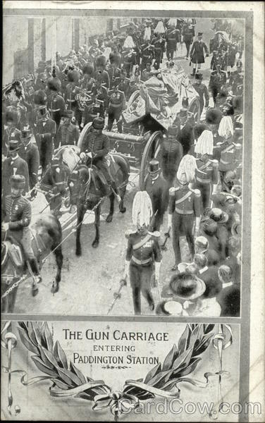 King Edward VII Funeral - The Gun Carriage entering Paddington Station