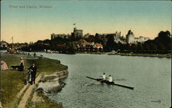 River and Castle Windsor, England Berkshire Postcard Postcard