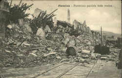 Panorama parziale delle rovine / Partial view of the ruins after the 1908 earthquake Postcard