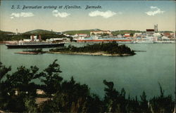 SS Bermudian Arriving at Hamilton Postcard