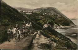 Carriage Acensing Countisbury Hill Postcard