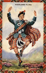 Highland Fling Demonstrated By Costumed Male Dancer Postcard