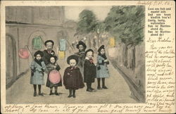 Children with paper lanterns Postcard