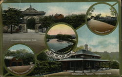 Corporation Park and Other Views Blackburn, England Lancashire Postcard Postcard