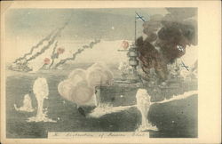 The Destruction of the Russian Fleet - Manchuria  Postcard