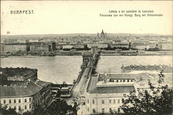 Szechenyi Chain Bridge and Castle Budapest, Hungary Postcard Postcard