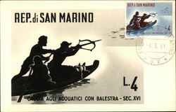 Hunting Waterfowl With Crossbow - 16th Century Republic of San Marino Italy Postcard Postcard