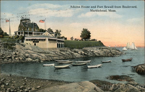 Adams House and Fort Sewell from Boulevard Marblehead Massachusetts