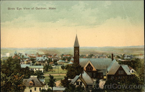 Bird's Eye View of Town Gardner Massachusetts