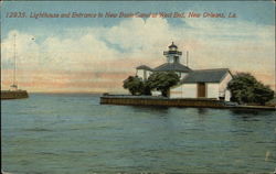 Lighthouse and Entrance to New Basin Canal at West End Postcard