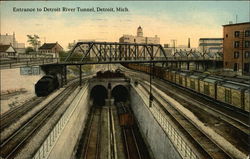 Entrance to Detroit River Tunnel Postcard