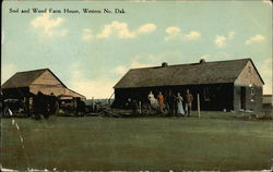 Sod and Wood Farm House, Western No. Dak Postcard