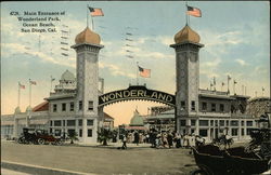 Main Entrance of Wonderland Park, Ocean Beach Postcard