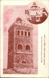 Old and New High Rock Tower, Old Tower Burned April 19, 1865 Lynn, MA Postcard Postcard