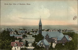 Birds Eye View Gardner, MA Postcard Postcard