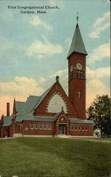 First Congregational Church Gardner, MA Postcard Postcard