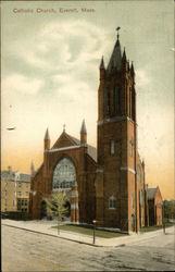 Catholic Church Everett, MA Postcard Postcard