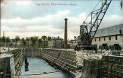Dry Dock Charlestown, MA Postcard Postcard