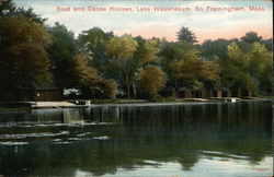 Boat and Canoe Houses, Lake Waushakum Framingham, MA Postcard Postcard
