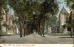 Town Hall and Library Postcard