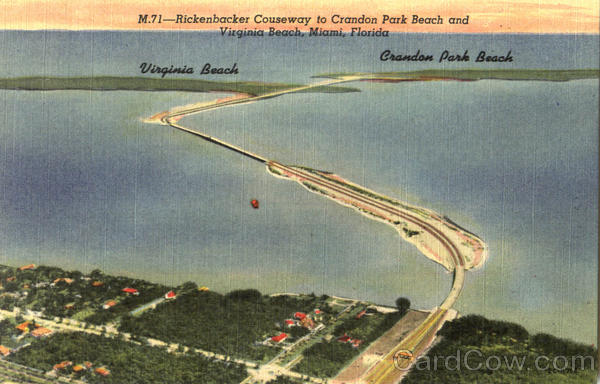 Rickenbacker Couseway To Crandon Park Beach And Virginia Beach Miami Florida