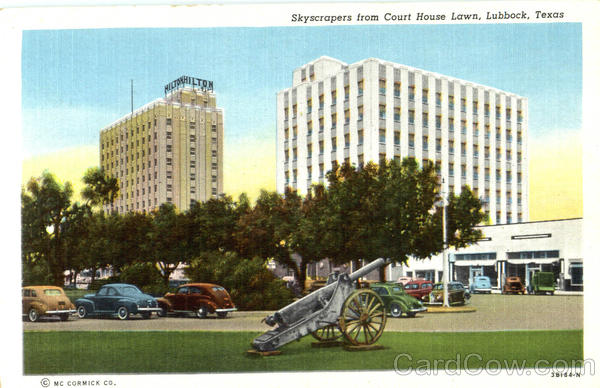 Skyscrapers From Court House Lawn Lubbock Texas