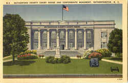 Rutherford County Court House And Confederate Monument Postcard