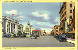Fourth Street Santa Rosa, CA Postcard Postcard