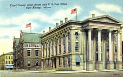 Floyd County Court House And U. S. Post Office New Albany, IN Postcard Postcard