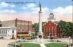 Monument And Courthouse, Public Square Angola, IN Postcard Postcard