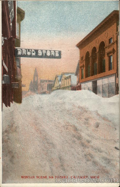 Winter Scene 5th Street Calumet Michigan