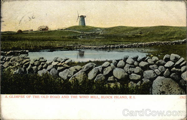 A Glimpse of the old Road and the Wind Mill Block Island Rhode Island