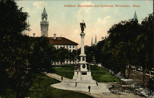 Soldiers Monument and Common Worcester Massachusetts