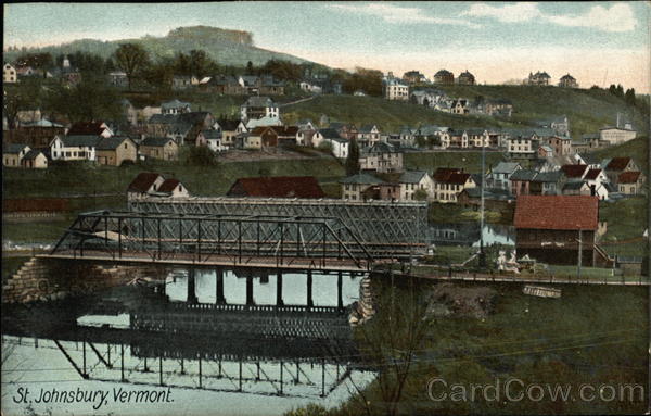 View of bridge and town St. Johnsbury Vermont