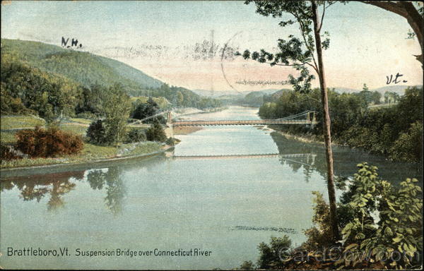 Suspension Bridge Over Connecticut River Brattleboro Vermont