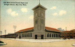 The New Grand Trunk Depot and Freight House Bay City, MI Postcard Postcard