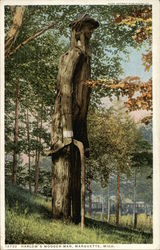 Harlow's Wooden Man Marquette, MI Postcard Postcard