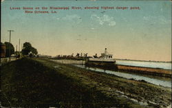 Levee Scene on the Mississippi River, Showing Highest Danger Point Postcard