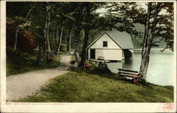 Boat House on Echo Lake White Mountains, NH Postcard Postcard