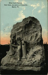 Elia Corti Statue, Cut from one piece of granite Barre, VT Postcard Postcard