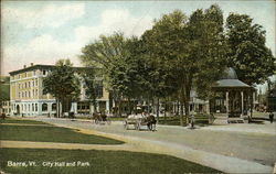 City Hall and Park Barre, VT Postcard Postcard