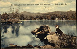 Mt. Killington from Pine Hill Pond Near Rutland, Vt. Height 4221 Ft Vermont Postcard Postcard
